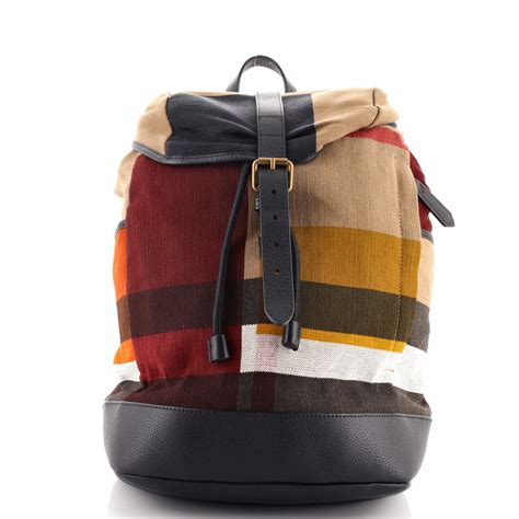 Burberry Drifton Canvas Check Backpack In Black 